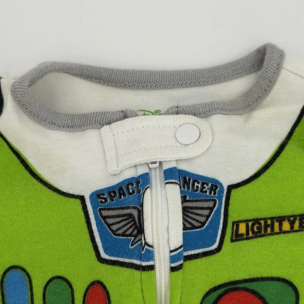Disney Baby Sleeper Toddler 0-3 Months Green Full Zip Buzz Lightyear Cotton